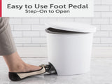 (2 pack) Small Bathroom Trash Can, 2.6 Gallon Plastic Garbage Bucket Bin with Step Lid, White 90924246