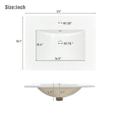 ZUN 24inch White Bathroom Vanity Sink Combo for Small Space, Modern Design with Ceramic Basin, Gold Legs WF319597AAK