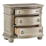 Silver Finish European Design 1pc Nightstand w Genuine Marble Top Traditional Bedroom Furniture B01172438