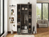 4-Door Wardrobe with 1 Drawer, Gray 97453152