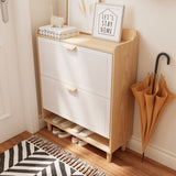 31.5 Inch Nordic Style Shoe Storage Cabinet with 2 Flip Drawers, Freestanding Organizer with Solid W3166P268391