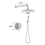 Wall Mounted Round Shower Combo Set with 10" Rain Shower head and Handheld Shower Head Set with W121957635