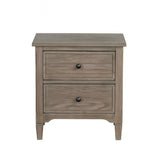 2-Drawer Nightstand with Round Bronze Pull Knobs, Wire-Brushed Warm Gray B016P356197