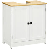 ZUN Pedestal Sink Storage Cabinet, Under Sink Cabinet with Double Doors, Crystal White, Dark Walnut-AS 34486220