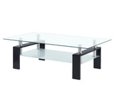 Tempered Clear Glass Coffee Table, 2-Layers Coffee Table Living Room Center Table 100x55x45 W1718P508650