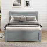 Twin Size Platform Bed With Drawer And Two Shelves, Gray N709P214182E