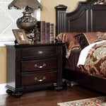 ZUN 1pc Nightstand Only Traditional Dark Walnut Solid wood 3-Drawers Ball Bearing Metal Glides Antique B01179796