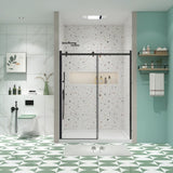 Glass shower door, sliding door, with 5/16" tempered glass and Matted Black finish 6074 W2122P167013