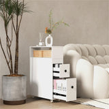 Slim White Bathroom Storage Cabinet , 2 Drawers 25668239