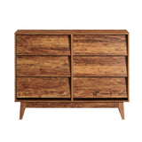 ZUN 6 Drawer Double Dresser Features Vintage-style and Bevel Design 37854788