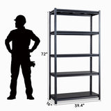72" H Adjustable Garage Shelves, 5-Tier Heavy Duty Shelving Unit, 2200LBS Wide Metal Utility Storage 06243452