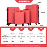 luggage 4-piece ABS lightweight suitcase with rotating wheels, 24 inch and 28 inch with TSA lock, W284P149248