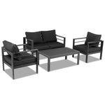 ZUN Aluminum Patio Furniture Set, 4 Pieces Modern Outdoor Conversation Set Sectional Sofa with Cushion 75618099