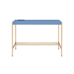 ZUN Navy Blue and Gold Writing Desk with USB Ports B062P184573