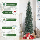 7FT Green Artificial Christmas Tree - 351 Lush Tips, 41 Realistic Pine Cones, Foldable Metal Stand 83960671