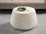 Light Travertine Finish Magnesium Oxide Tapered Side Table 14.57" Top Diameter Round End Table W5351P456856
