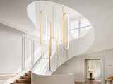 High Ceiling Chandelier Modern LED Ring Pendant Light 3 Color Dimmable Gold Chandeliers Contemporary 87694534
