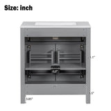 30" Bathroom Vanity with Ceramic Sink, Modern Gray Single Bathroom Cabinet with 2 Doors and a Shelf, N729P263155E
