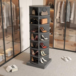 ZUN new 360 gray rotating shoe cabinet with 7 layers can accommodate up to 28 Paris shoes W1320P156771