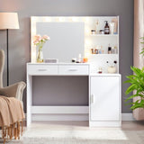 ZUN Vanity Desk with Mirror and Lights, 46.4IN Dressing Table with 2 Large Drawer&Large Vertical 73043116