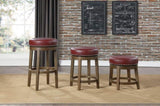 Round Swivel Counter Height Stools Set of 2, Red Faux Leather 360-degree Swivel Seat Nailhead Trim B011P201575