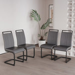 ZUN Modern Dining Chairs,PU Faux Leather High Back Upholstered Side Chair with C-shaped Tube. Black W2189138537