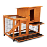 Detachable Rabbit Hutch with Removable Tray and Rolling Casters, Orange W2181P190616