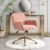 Furniture Office Chair,Artificial rabbit hair Home Office Chair with Golden Metal Base,Adjustable 58136779