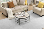 ZUN 32.48'' Round Coffee Table With Sintered Stone Top&Sturdy Metal Frame, Modern Coffee Table for W1071P144307