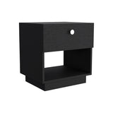 Single Drawer Nightstand 19"H with Open Storage Shelf, Black B097133072