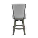 ZUN Gray Finish Set of 2 Counter Height Chairs Swivel Seat Tufted Fabric Upholstered Solid Wood Dining B011P220997