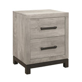 Attractive Gray Finish 1pc Nightstand of 2x Drawers Metal Bar Hardware Premium Melamine Board Wooden B01168625