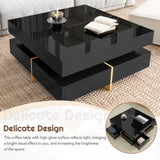 ZUN ON-TREND Modern High Gloss Coffee Table with 4 Drawers, Multi-Storage Square Cocktail Tea Table with WF314582AAB