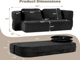 Convertible Sofa Bed with Blanket, Boneless Cloud Couch Queen Scott Fabric for Living Room Bedroom, 07805467