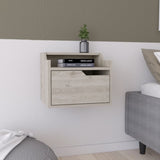Winchester Floating Nightstand, Modern Dual-Tier Design with Spacious Single Drawer Storage, Light B097P199743