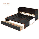 Queen Size Murphy Bed with USB Port and a Large Drawer, Espresso N708P205905P