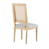 French Country Dining Chairs Elegant Cane Backrest & Upholstered Seats with Fluted Legs N767P263678G