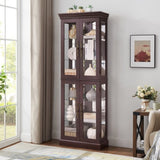 Lighted Glass Curio Display Cabinet,Display Cabinet,Glass Storage Cabinet Glass Wine cabinet Wood W2275P199810