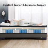 ZUN Twin Size 12 Inch 7-Zoned Cool Memory Foam Individual Pocket Spring Hybrid Mattress W3017P232166