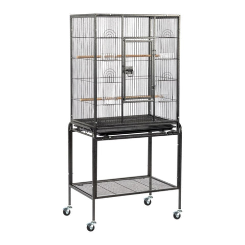 ZUN 53" Large Flight Bird Cage with Rolling Stand & Storage Shelf for Parrots Lovebird Cockatiel 64100924