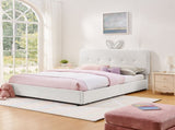 Queen Size Kids Upholstered Bed with Oversized Rabbit Ear Headboard, LED Light & 4 Storage Drawers, W1413P384927
