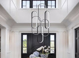 High Ceiling Chandelier Modern LED Ring Pendant Light 3 Color Dimmable Black Chandeliers 74511586