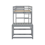 ZUN Twin High Loft Bed with Ladder landing Platform, Ladders, Guardrails,Grey 48977205