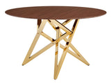 37Inch Round Dining Table, Small Round Kitchen Table With Golden Metal Legs, Suitable For 2 To 4 W3357P395498
