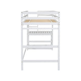 ZUN Twin Size High Loft Bed with Ladder landing Platform, Ladders, Guardrails,White W504119725