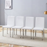 ZUN Four White PU dining chairs,Silver Metal Legs.Simple and versatile, comfortable and accompanied. W1151P269048