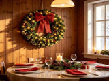 36" Holiday Wreath with Bow, Berries, Pinecones & 8 Modes 12156605