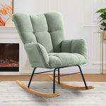 ZUN Teddy Fabric Rocking Chair, Modern Rocking Accent Chair for Nursery, Living Room, Bedroom, Light W2740P221109