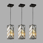 ZUN Modern Crystal Pendant Light - 3 Pack, Adjustable Hanging Ceiling Lamp with Crystal Prism Design for W1340P208474