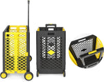 ZUN 55L Foldable Rolling Cart with Wheels, Portable Updated Utility Tools Rolling Crate w/ Telescopic W2181P162548